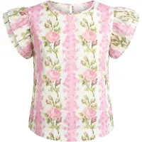 Usha Blusa beige / verde / rosa