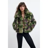 Desigual , Abrigo Pelo Sintético Lacroix, Mujer, Poliester, Verde, S