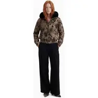 Desigual , Abrigo Acolchado Corto flocado, Mujer, Poliester, Negro, S