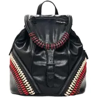 Desigual , Mochila Bordados Pequeño, Poliuretano, Negro, U