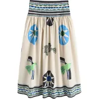 Next Falda crema / azul / verde neón / negro