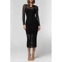 Guess Marciano By Emma Ls Sweater Dress Jet Black Talla: 46 | Vestidos Midi Outlet | Mujer | Negro