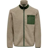 Only & Sons Chaqueta polar 'ONSDallas' beige oscuro / verde oscuro