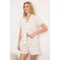 Trendyol Pijama de pantalón corto amarillo / verde / rojo / blanco