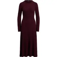 Ralph Lauren Vestido de punto rojo vino