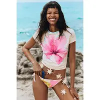 Desigual , Camiseta Estampada Floral, Mujer, Algodon, Blanco, XL