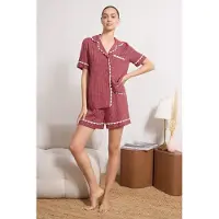 Trendyol Pijama de pantalón corto rojo / rojo oscuro / blanco