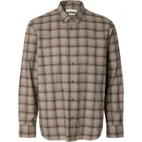 Selected Camisa 'SLMCole' beige / beige oscuro / antracita