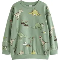 Lindex Sudadera 'Dino' marrón oscuro / caqui / menta / blanco