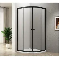 Hak Aqualine ARLETA BLACK, mampara de ducha en forma de cuarto de círculo, 800x800 mm, vidrio transparente