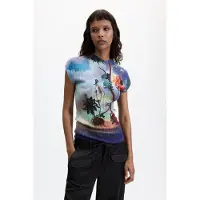 Desigual , Camiseta Estampada, Mujer, Azul, M