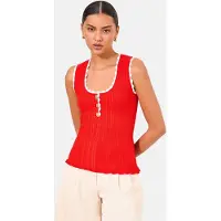 Lipsy Top de punto rojo anaranjado / blanco
