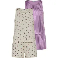 LASCANA Pijama de pantalón corto beige / lila / negro