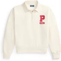 Ralph Lauren para mujer. 211B17801001 Sudadera de felpa con logotipo "P" beige (L), Casual, Algodón, Manga corta, out