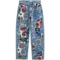 Desigual Vaquero azul denim / verde oscuro / melón / blanco