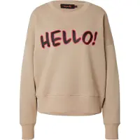 Miss Goodlife Sudadera 'Hello Again!' beige / rojo / negro