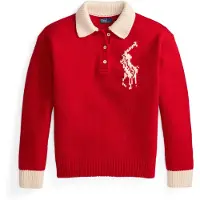 Ralph Lauren para mujer. 211B17749002 Jersey de rugby de lana con Big Pony rojo (L), Casual, Manga larga, outlet 2026