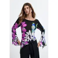 Desigual , Blusa asimétrica estampada M. C. Lacroix, Mujer, Viscosa, Negro, XS