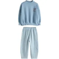 Next Conjunto azul / marrón castaño / blanco