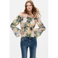 Desigual , Blusa Manga Larga Estampada, Mujer, Poliester, Rojo, L