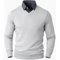 PANTONECLO Jersey 'Men’s Mock Sweater' gris claro
