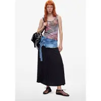 Desigual , Falda Denim Plisada Larga, Mujer, Azul, S