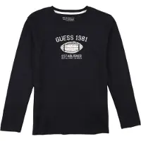 GUESS Camiseta azul oscuro / blanco lana