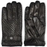 Howard London Guantes con dedos 'Leather Braided Gloves Axel Black' negro