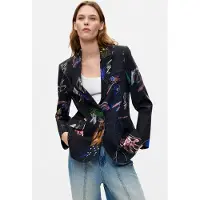Desigual , Blazer Estampado Floral, Mujer, Algodon, Negro, M