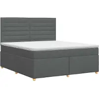 Syfax Cama con somier y colchón, color gris oscuro, 140 x 200 cm, tapizada en tela
