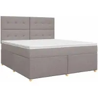 Syfax Cama con somier y colchón, color taupe, 140 x 200 cm, tapizada en tela