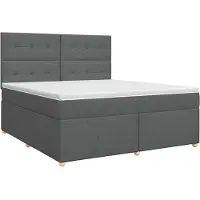 Syfax Cama con somier y colchón, color gris oscuro, 140 x 190 cm, tapizada en tela