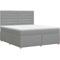 Syfax Cama con somier y colchón, color gris claro, 160 x 200 cm, tapizada en tela