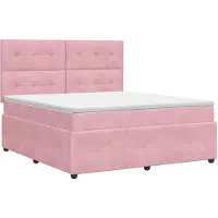 Syfax Cama con somier y colchón, con cabecero, color rosa, 180 x 200 cm, tapizada en terciopelo