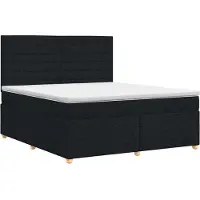 Syfax Cama con somier y colchón, color negro, 180 x 200 cm, tapizada en tela