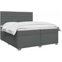 vidaXL Cama con somier y colchón de la marca , color gris oscuro, dimensiones 200 x 200 cm, tapizada en tela