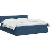 vidaXL Cama con almacenamiento LED y colchón, color azul, 160 x 200 cm, tapizada