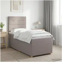 vidaXL Cama con somier y colchón, con cabecero, color taupe, 90 x 200 cm, tapizada en tela