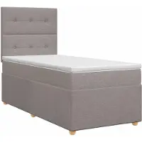 Syfax Cama con somier y colchón, color taupe, 100 x 200 cm, tapizada en tela