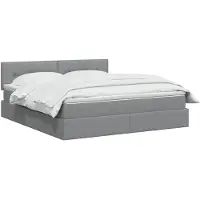 vidaXL Cama con almacenamiento LED y colchón, color gris claro, 140 x 190 cm, tapizada