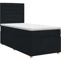 Syfax Cama con somier y colchón, color negro, 90 x 190 cm, tapizada en tela