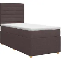 Syfax Cama con somier y colchón, color marrón oscuro, 90 x 190 cm, tapizada en tela