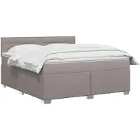 vidaXL Cama con somier y colchón de la marca , color taupe, 140 x 200 cm, tapizada en tela