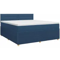 Syfax Cama box spring con colchón con cabecera Azul 160 x 200 cm Tela