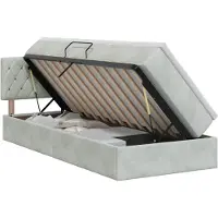 vidaXL Cama con almacenamiento y cabecero, color gris claro, 100 x 200 cm, tapizada en terciopelo