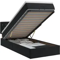 Syfax Cama otomana con colchón y cabecero, color negro, 90 x 200 cm, tapizada en terciopelo