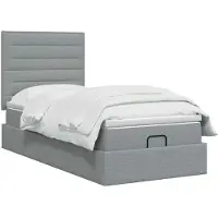vidaXL : Otomana con cama y colchón, color gris claro, 90 x 200 cm, tapizada en tela