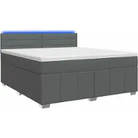 Syfax Cama con somier y colchón, color gris oscuro, 140 x 200 cm, tapizada en tela
