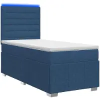Syfax Cama con somier y colchón LED, color azul, 100 x 200 cm, tapizada en tela
