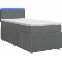 Syfax Cama con somier, colchón y luces LED, color gris oscuro, 90 x 190 cm, tapizada en tela